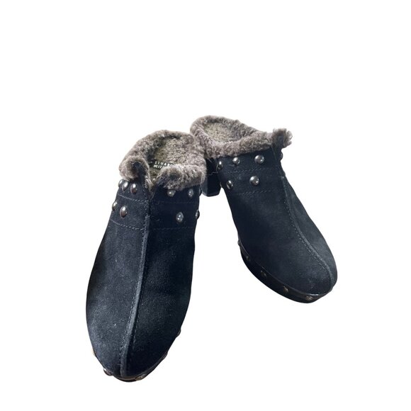 Stuart Weitzman Womens Black Suede Shearling-Studded Mule Size 6M SKU 8628 - Picture 14 of 15